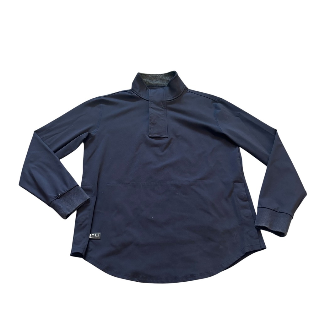 BYLT‎ Premium Basics Elite Fairway Pullover Mens Medium Navy Blue Snap Mock Neck